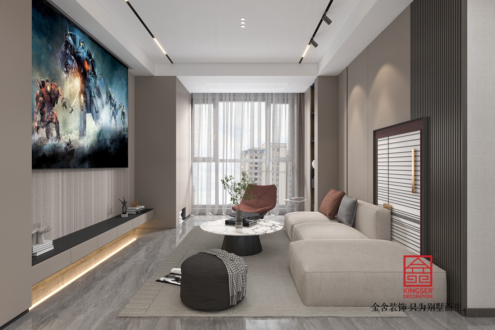 時代中心121平米現代簡約裝修-客廳